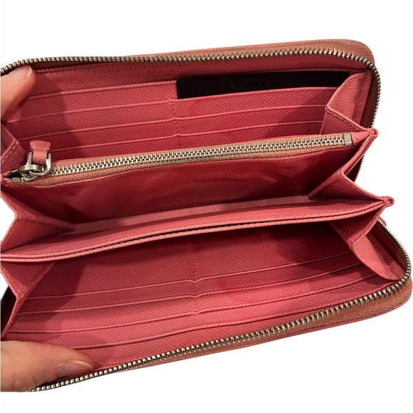 Prada Large Saffiano Leather Zip-Around Wallet | Petal Pink - Picture 2 of 14